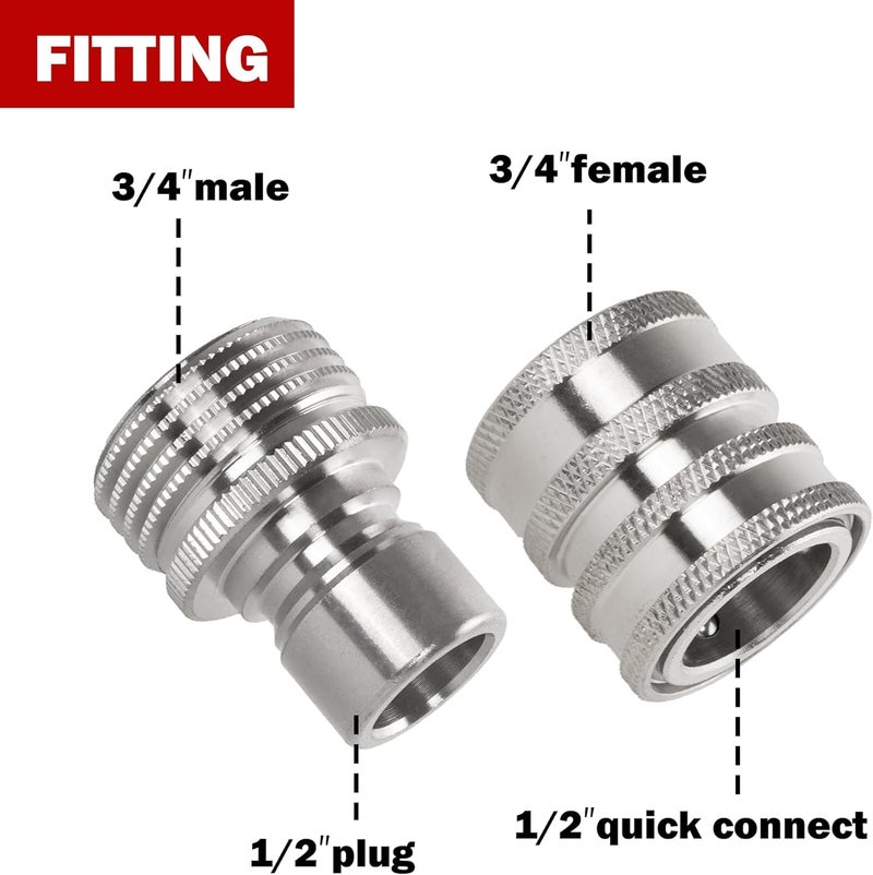 LIULO TOOL Pressure Washer Quick Connect Kit, Stainless Steel Quick Disconnect Kit, M22 Metric Male Thread Quick Connector, M22 14mm Swivel to 3/8" Quick Connect, 3/4" to Quick Release, 8 Pack - Image 4